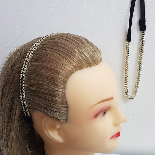 Set 3 Fasce Fascia 3 Fili Nero Oro Argento Elastico Ferma Capelli Cerchietto         