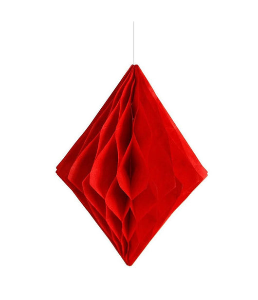 Set 3 Festoni Rombo Decorativi Rossi Carta Velina Decorazioni Addobbi Feste         