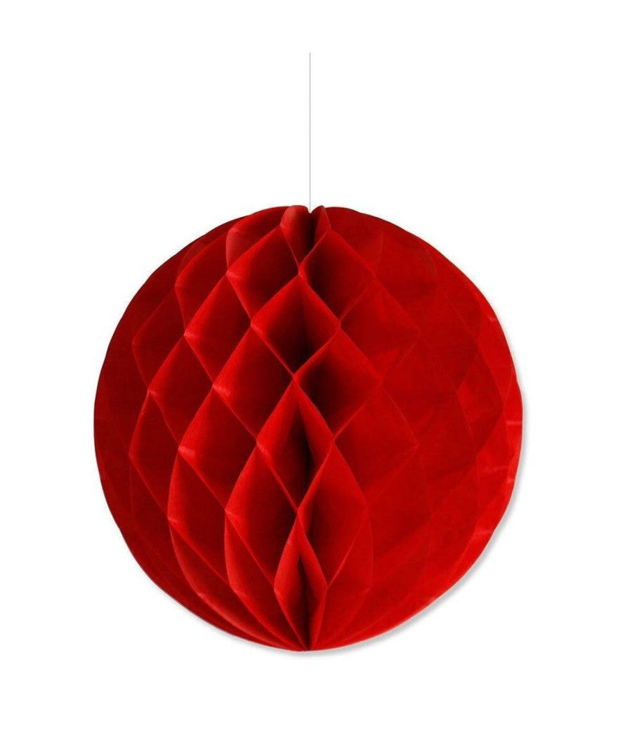 Set 3 Festoni Sfera Decorativi Rossi Carta Velina Decorazioni Addobbi Feste         