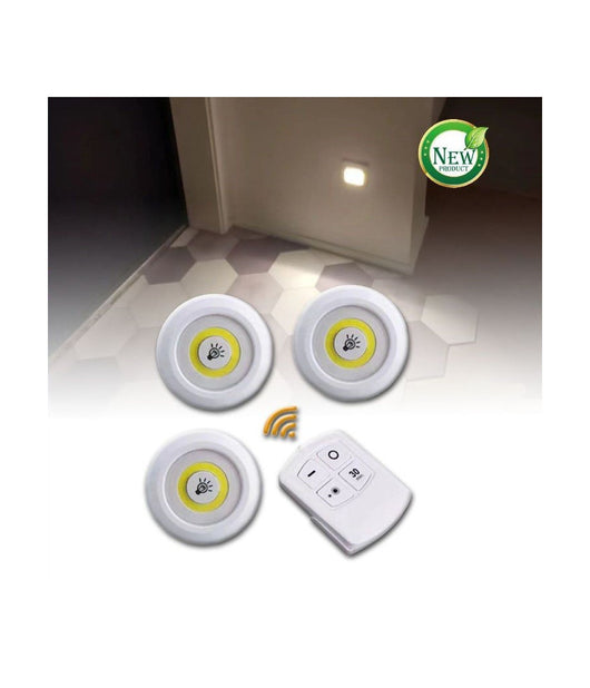 Set 3 Luci Led Cob Con Telecomando Luce Regolabile Lampada Disco Armadio Tx-9728         