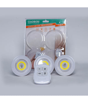 Set 3 Luci Led Cob Con Telecomando Luce Regolabile Lampada Disco Armadio Tx-9728         