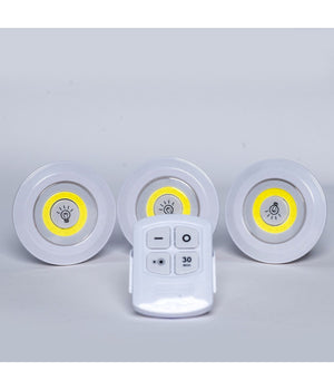 Set 3 Luci Led Cob Con Telecomando Luce Regolabile Lampada Disco Armadio Tx-9728         