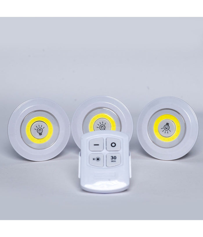 Set 3 Luci Led Cob Con Telecomando Luce Regolabile Lampada Disco Armadio Tx-9728         