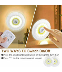 Set 3 Luci Led Cob Con Telecomando Luce Regolabile Lampada Disco Armadio Tx-9728         