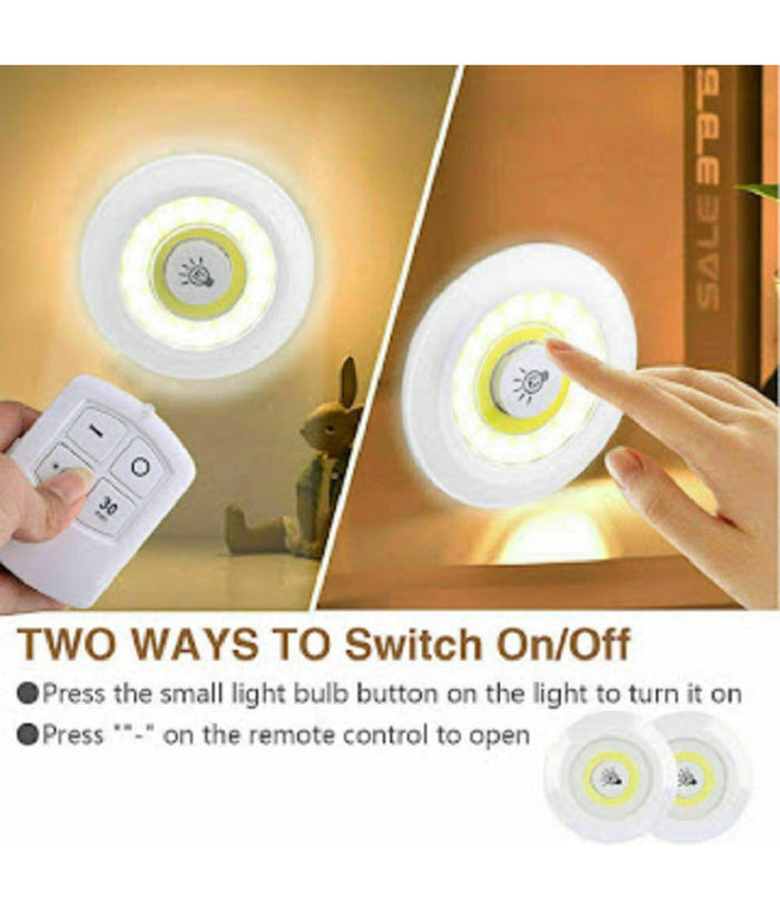 Set 3 Luci Led Cob Con Telecomando Luce Regolabile Lampada Disco Armadio Tx-9728         