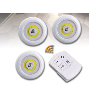 Set 3 Luci Led Cob Con Telecomando Luce Regolabile Lampada Disco Armadio Tx-9728         