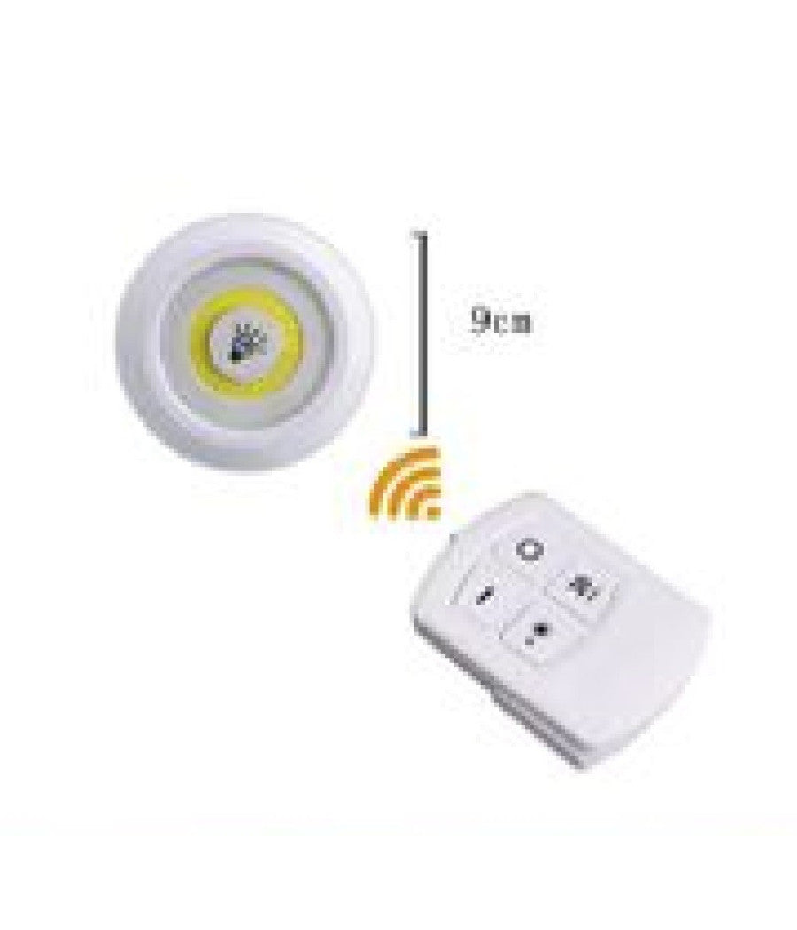 Set 3 Luci Led Cob Con Telecomando Luce Regolabile Lampada Disco Armadio Tx-9728         