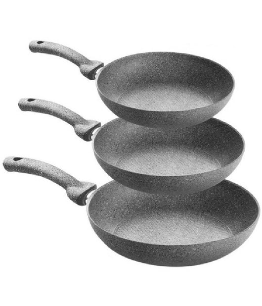 Set 3 Padelle In Pietra Antiaderenti Regina Di Pietra Diametro 20 - 24 - 28 Cm         