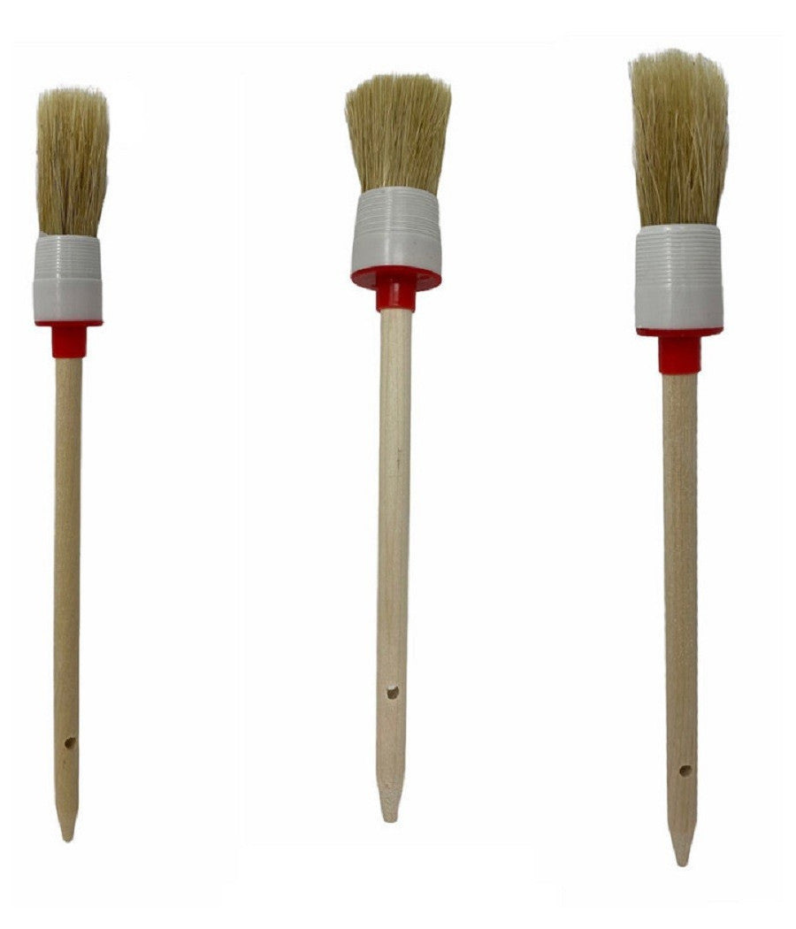 Set 3 Pennelli A Testa Tonda Setole Naturali Per Pittura Varie Dimensioni 90299         