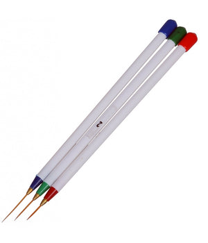 Set 3 Pennelli Stripped 3 Diverse Lunghezze Punte Micropittura Nail Art Manicure         