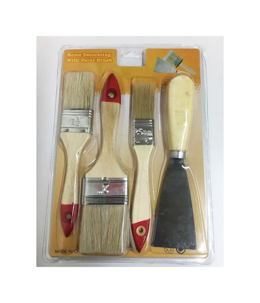 Set 3 Pennelli+1 Spatola 1,5"/2"/2,5" Vernici Ad Acqua Idropitture Solventi         