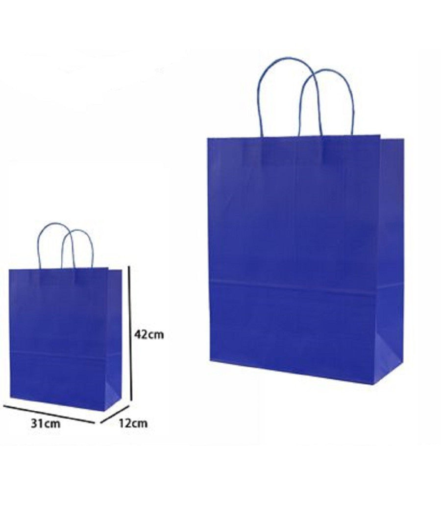 Set 3 Pezzi Buste Borsa Da Regalo Sacchetti Carta Colore Blu 42x31x12 Cm 68452         
