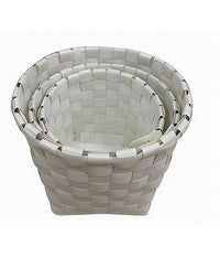 Set 3 Pezzi Cestini Porta Oggetti Organizer Tessuto Bagno Rotondi Bianco 59074         