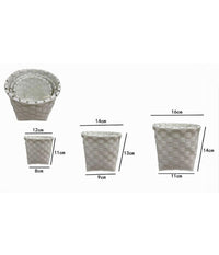 Set 3 Pezzi Cestini Porta Oggetti Organizer Tessuto Bagno Rotondi Bianco 59074         