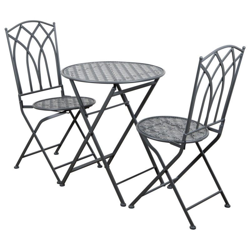 Set 3 Pezzi Clark Ferro Battt gruppo Scu opaco Tav60x60x70- Sedia 50x40x95