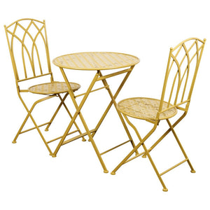 Set 3 Pezzi Clark Ferro Battt ocra Opaco Tav60x60x70- Sedia 50x40x95