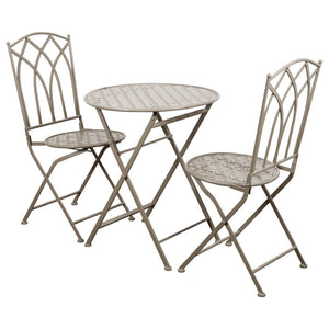 Set 3 Pezzi Clark Ferro Battt tortora Opaco Tav60x60x70- Sedia 50x40x95