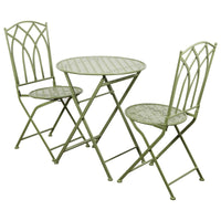 Set 3 Pezzi Clark Ferro Battt verde Lucido Tav60x60x70- Sedia 50x40x95