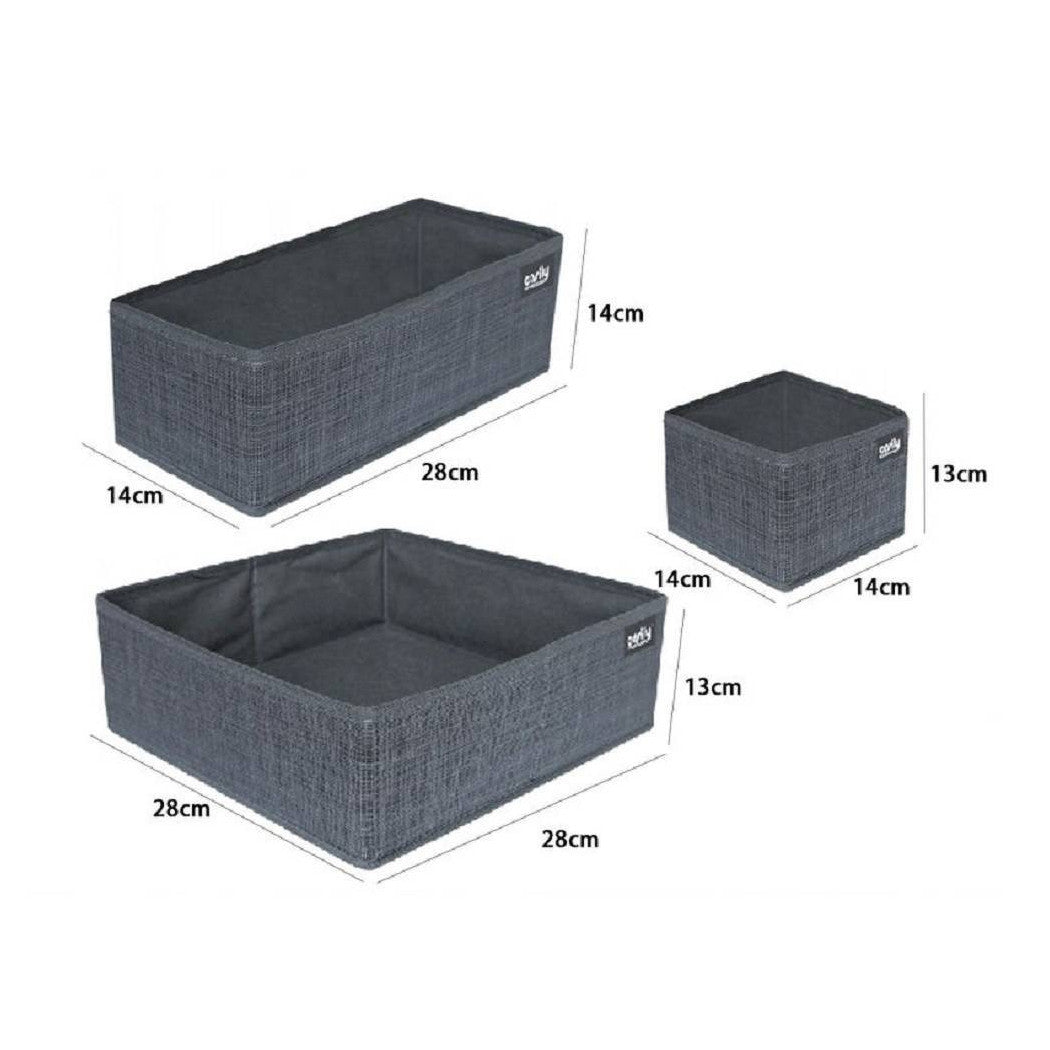 Trade Shop - Set 3 Pezzi Contenitore Scatola Organizer Salvaspazio Per Cassetti Armadi 59456 -