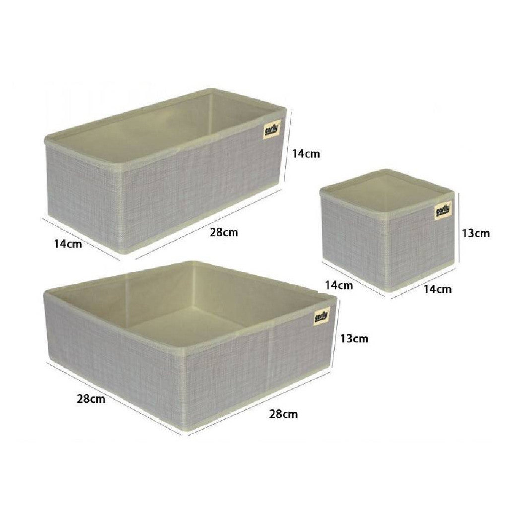 Trade Shop - Set 3 Pezzi Contenitore Scatola Organizer Salvaspazio Per Cassetti Armadi 59456 -
