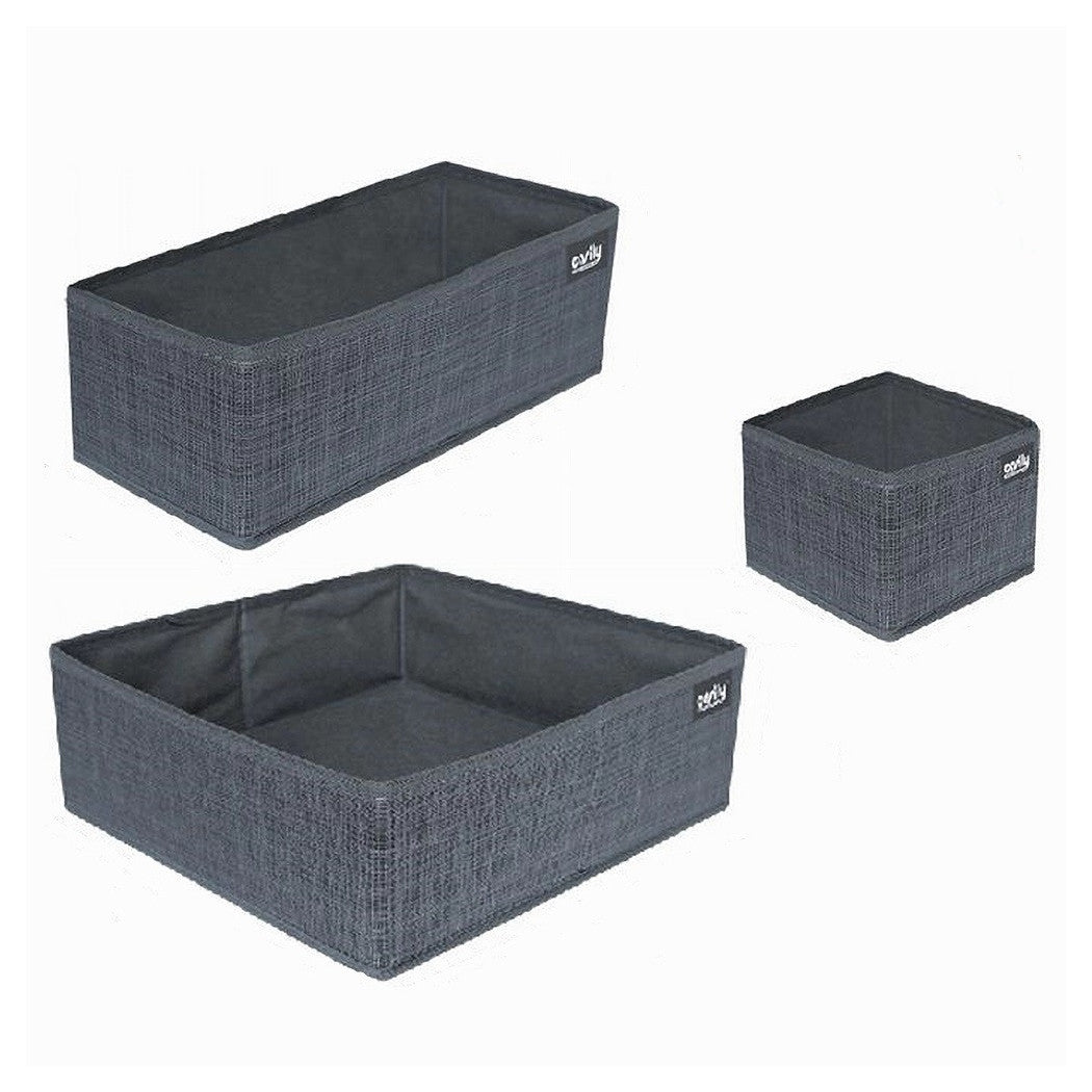 Trade Shop - Set 3 Pezzi Contenitore Scatola Organizer Salvaspazio Per Cassetti Armadi 59456 -