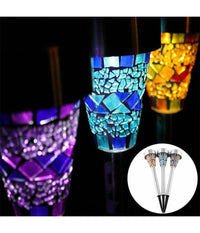 3 Pezzi Lampade Luce Ricarica Solare Giardino Esterni Mosaico Colorato         