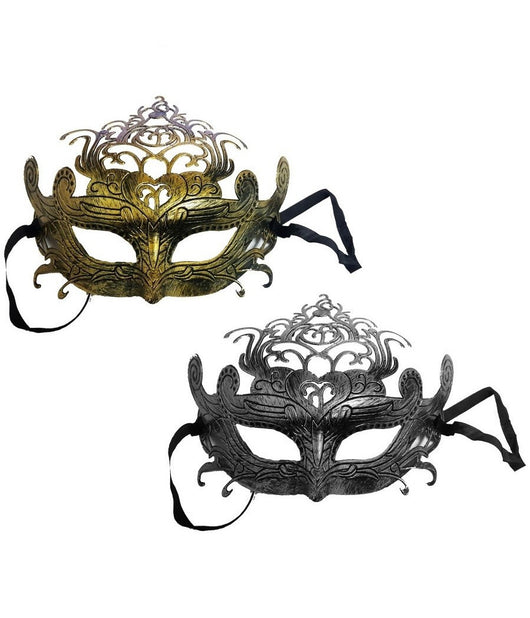 Set 3 Pezzi Maschera Mascherina Veneziana Oro Argento Principessa Regina         