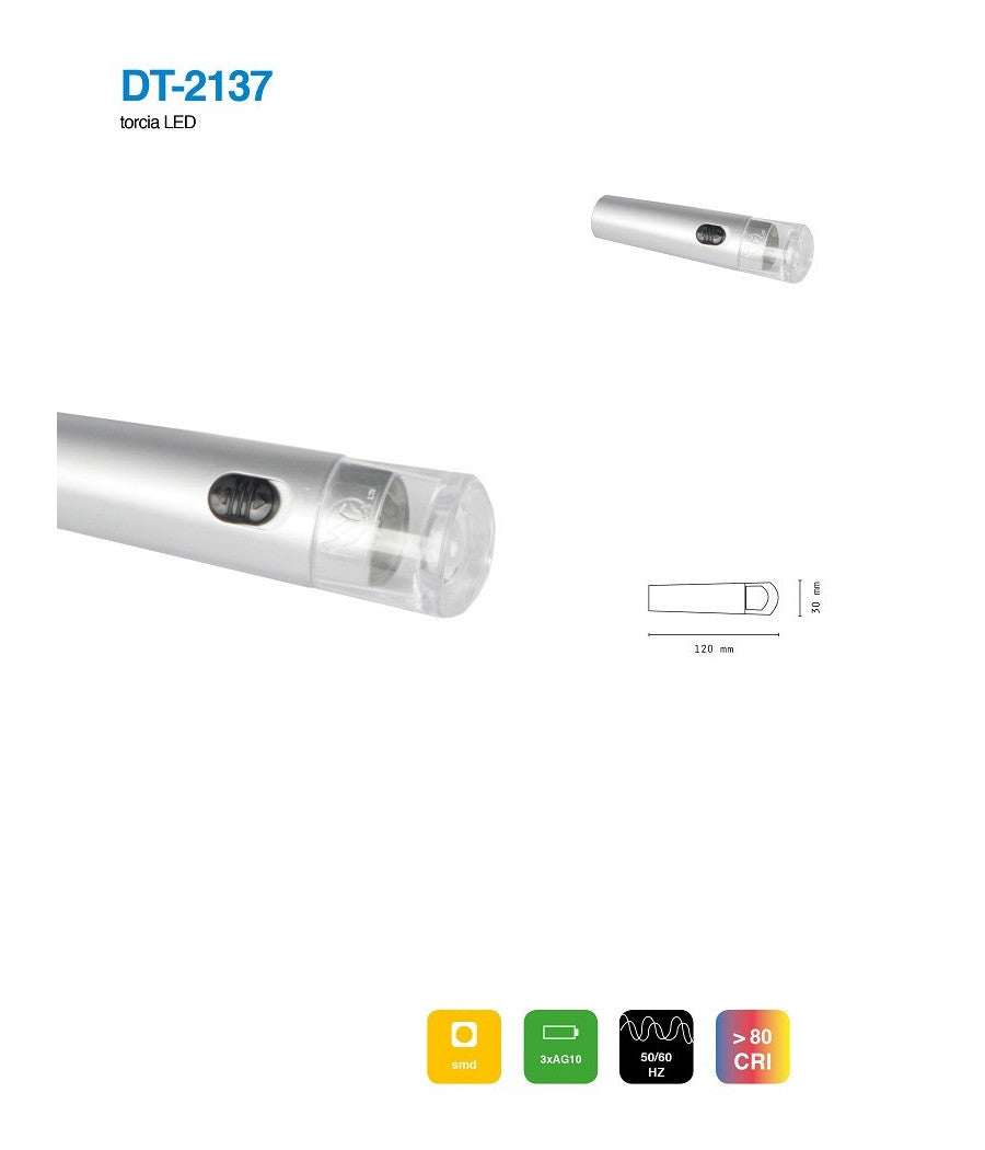 Set 3 Pezzi Mini Torcia Led Smd 12 Cm Tascabile Portatile Per Campeggio Dt-2137         