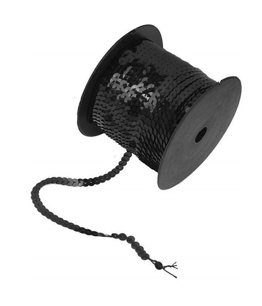 Set 3 Pezzi Nastro Paillettes Nero 3 Metri Fascia Glitter Cc6824 Cucito Sarta         