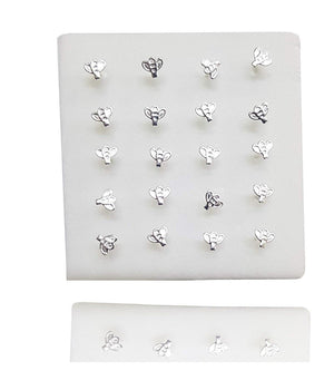 Set 3 Pezzi Piercing Orecchini Naso 2.5 Mm Ape Apina Argento 925 Sterling         