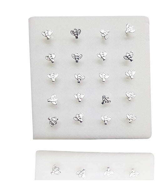 Set 3 Pezzi Piercing Orecchini Naso 2.5 Mm Ape Apina Argento 925 Sterling         