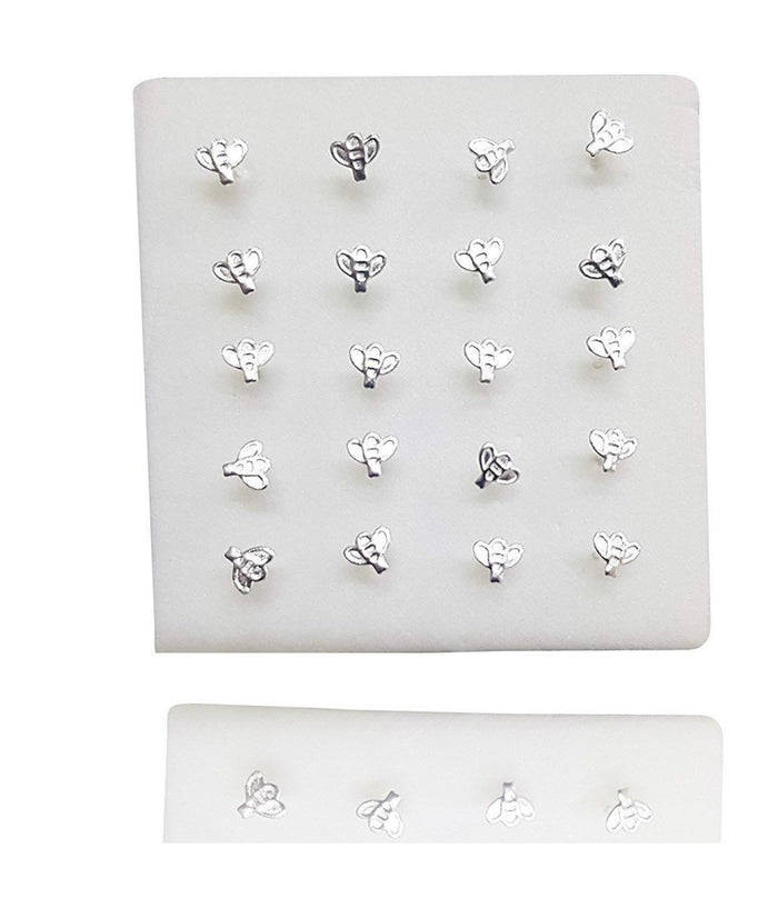 Set 3 Pezzi Piercing Orecchini Naso 2.5 Mm Ape Apina Argento 925 Sterling         