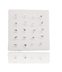 Set 3 Pezzi Piercing Orecchini Naso 2.5 Mm Croce Crocifisso Argento 925 Sterling         