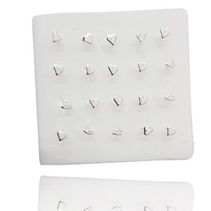 Trade Shop - Set 3 Pezzi Piercing Orecchini Naso 2.5 Mm Cuore Cuoricino Argento 925 Sterling -