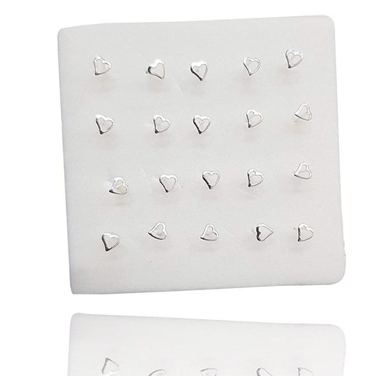 Trade Shop - Set 3 Pezzi Piercing Orecchini Naso 2.5 Mm Cuore Cuoricino Argento 925 Sterling -