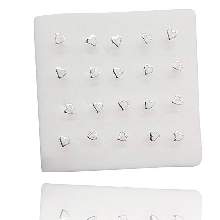 Trade Shop - Set 3 Pezzi Piercing Orecchini Naso 2.5 Mm Cuore Cuoricino Argento 925 Sterling -