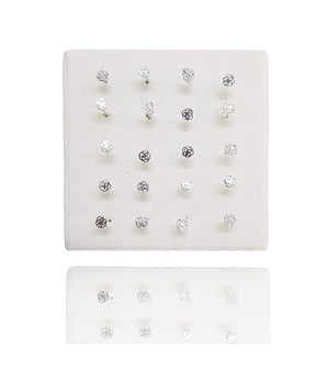 Set 3 Pezzi Piercing Orecchini Naso 2.5 Mm Rosa Rosellina Argento 925 Sterling         