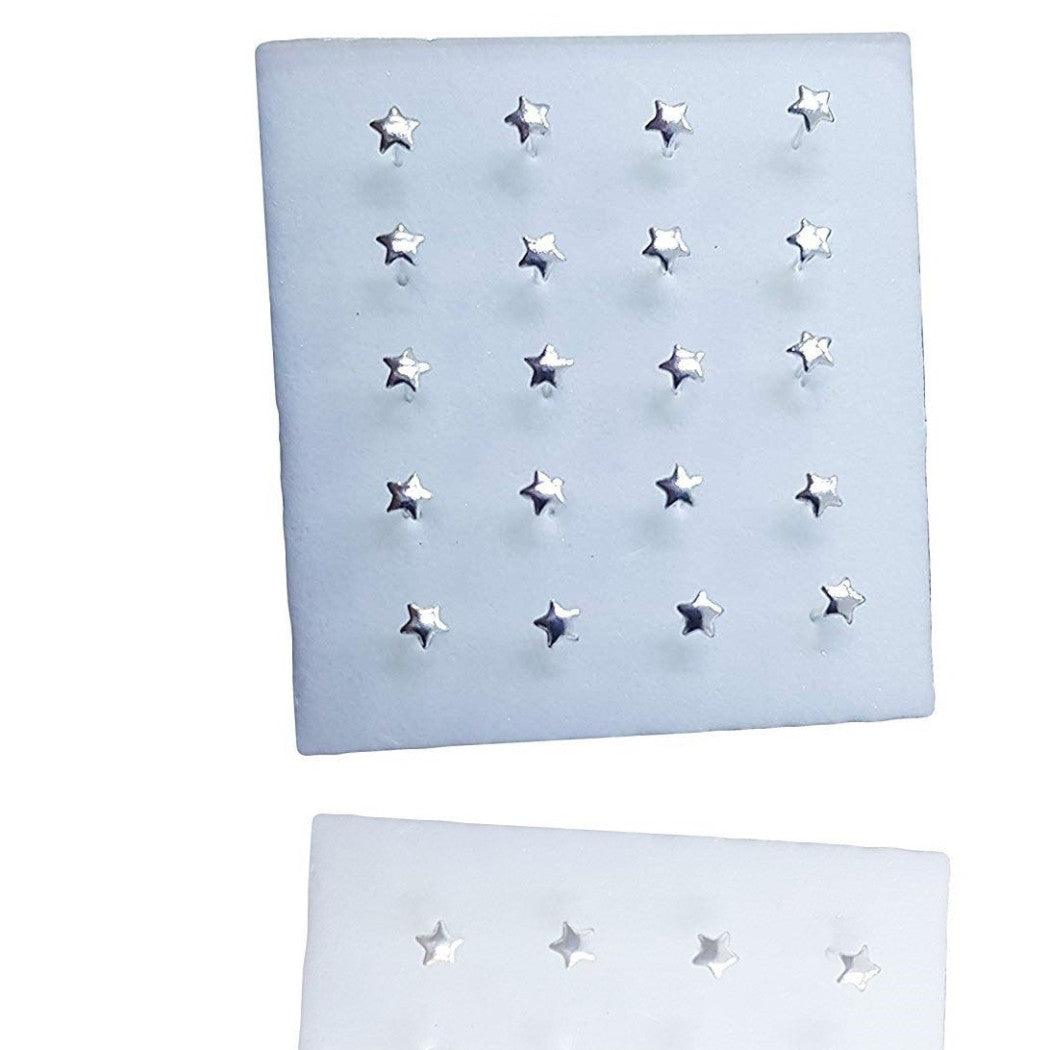 Trade Shop - Set 3 Pezzi Piercing Orecchini Naso 3 Mm Stella Stellina Argento 925 Sterling -