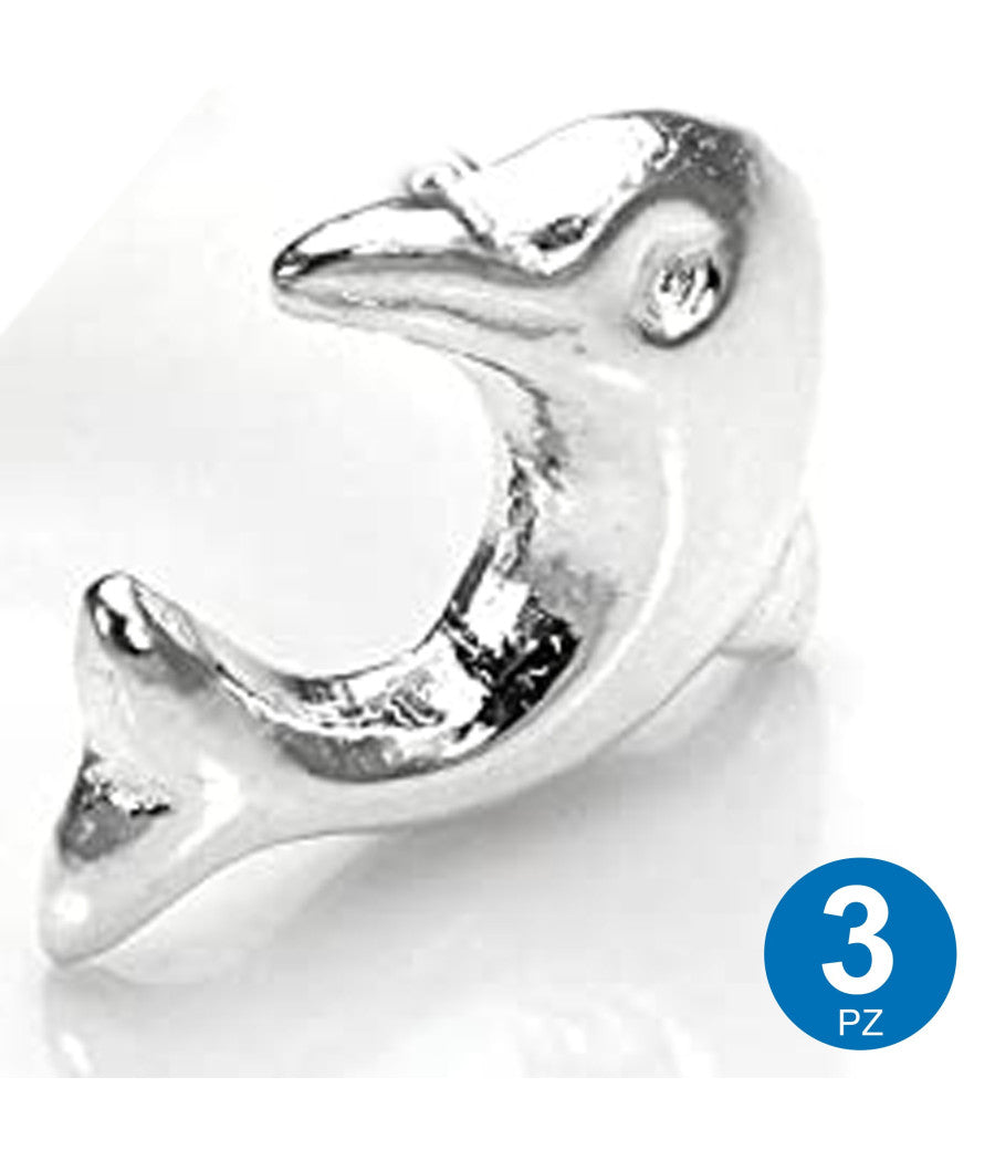Set 3 Pezzi Piercing Orecchini Naso 6 Mm A Forma Di Delfino Argento 925 Sterling         