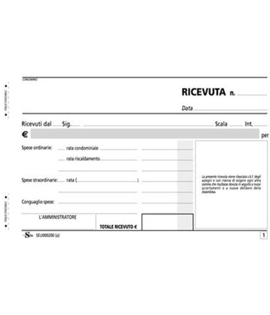 Set 3 Pezzi Ricevute Ricevuta Condominio 100x170 Copia 50 Fogli X2 Contabilita'         