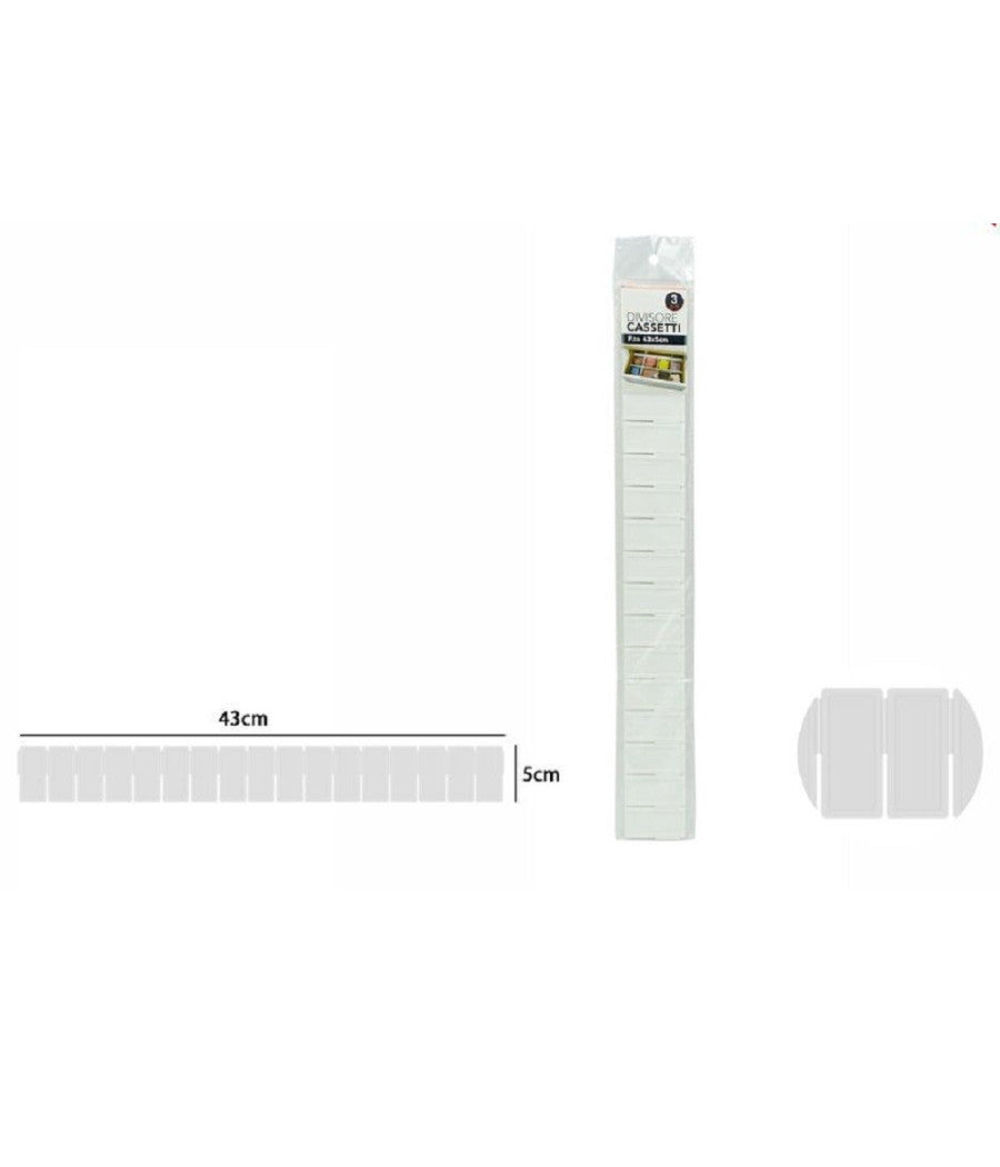 Set 3 Pezzi Separatori Divisori Per Cassetti Armadio In Plastica 43 X 5 Cm 71388         