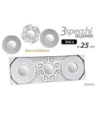 Set 3 Pezzi Specchi Da Parete Decorativi Tondi Specchio 25 Cm In Plastica 813016         