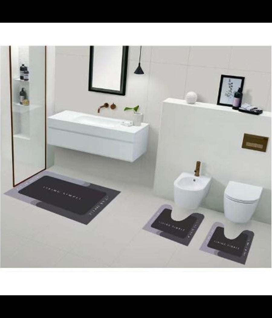 Set 3 Pezzi Tappetino Da Bagno Magico Super Assorbente Ad Asciugatura Rapida Wc         