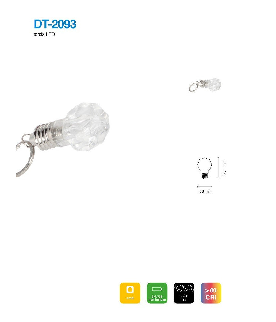 Set 3 Pezzi Torcia Mini Portachiavi Led Smd Forma Di Lampadina Tascabile Dt-2093         
