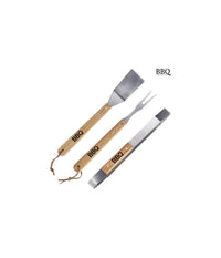 Set 3 Pezzi Utensili Barbecue In Acciaio E Legno Accessori Attrezzi Bbq Tools         