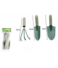 Trade Shop - Set 3 Pz Attrezzi Per Giardino Con Manico Antiscivolo Rastrello 2 Palette 59698 -