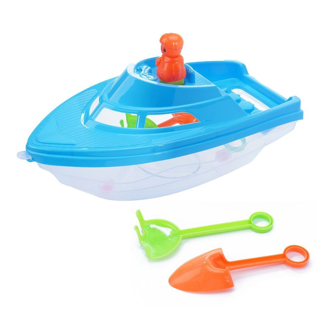 Trade Shop - Set 3 Pz Barca Mare Con Accessori Giochi Per Bambini Spiaggia Estate 15x40 Cm 258289 -