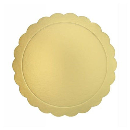 Trade Shop - Set 3 Pz Base Per Torta Rotonda Piatto Sottotorta Dorato 24 Cm Con Bordino 31161         