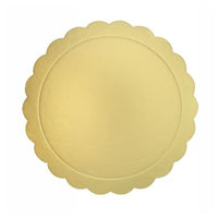 Trade Shop - Set 3 Pz Base Per Torta Rotonda Piatto Sottotorta Dorato 26 Cm Con Bordino 31162         