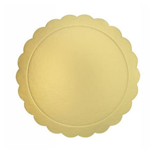 Trade Shop - Set 3 Pz Base Per Torta Rotonda Piatto Sottotorta Dorato 26 Cm Con Bordino 31162         